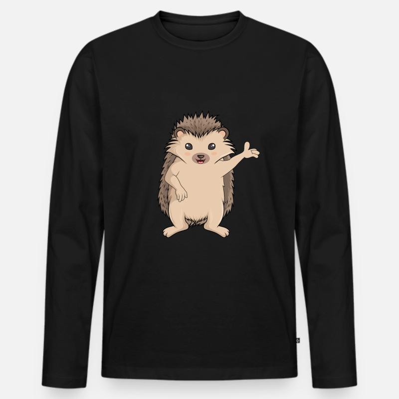 Igel Kinder Mädchen Damen - Männer Premium Bio Langarmshirt - Schwarz