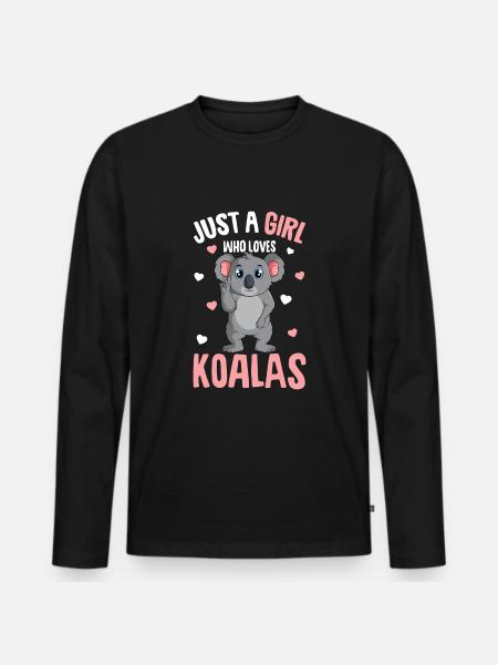 Koala Mädchen - Männer Premium Bio Langarmshirt - Schwarz