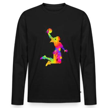 Basketball player basketball girls women children - Men's Premium Organic Long Sleeve Shirt - black - Front - Nico (187cm)