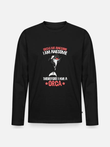 Orca Whale - Men's Premium Organic Long Sleeve Shirt - black