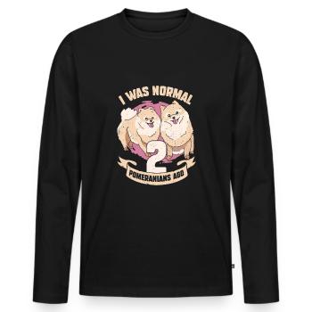 Zwei Pomeranian Hund Hundehalter Geschenk - Männer Premium Bio Langarmshirt - Schwarz - Vorne - Nico (187cm)