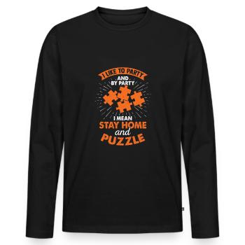 Lustiges Puzzle Puzzeln Puzzler Geschenk - Männer Premium Bio Langarmshirt - Schwarz - Vorne - Nico (187cm)
