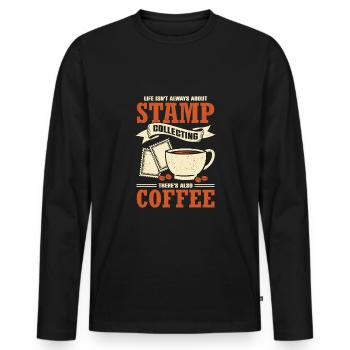 Briefmarken Sammeln Briefmarkensammler Geschenk - Männer Premium Bio Langarmshirt - Schwarz - Vorne - Nico (187cm)