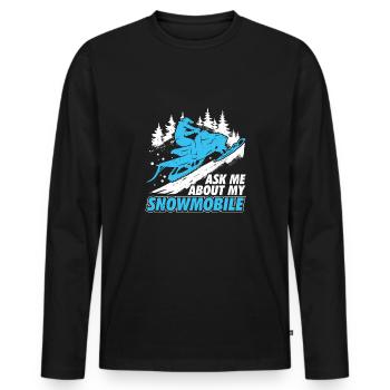 Fragen Sie mich nach meinem Schneemobil - Männer Premium Bio Langarmshirt - Schwarz - Vorne - Nico (187cm)
