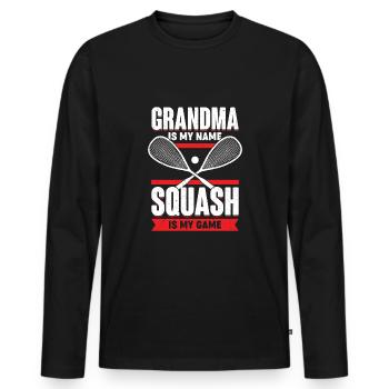 Grand-mère est mon nom Le squash est mon jeu - T-shirt manches longues Premium bio Homme - noir - Devant - Nico (187cm)