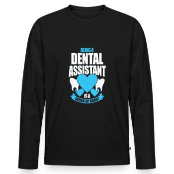 Being A Dental Assistant Is A Work Of Heart - Men's Premium Organic Long Sleeve Shirt - black - Front - Nico (187cm)