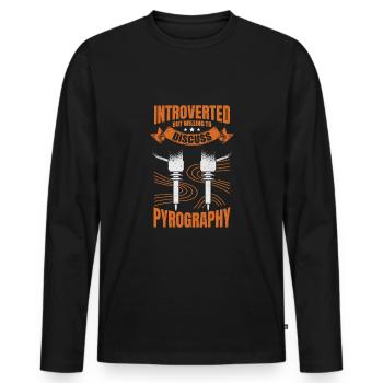 Pyrographie Pyrogravure Pyrographe Cadeau - T-shirt manches longues Premium bio Homme - noir - Devant - Nico (187cm)
