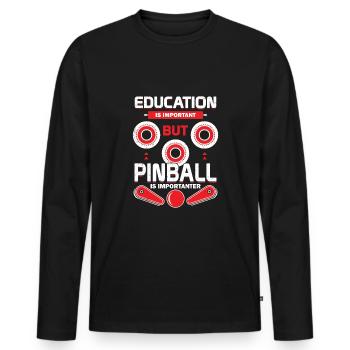 L’éducation est importante, mais le flipper est plus important - T-shirt manches longues Premium bio Homme - noir - Devant - Nico (187cm)