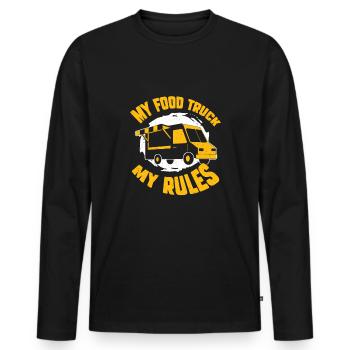 Mon camion-restaurant Mes règles - T-shirt manches longues Premium bio Homme - noir - Devant - Nico (187cm)