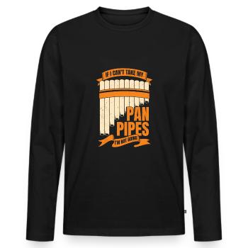 Funny Pane Pipes Flute Player Gift - Men's Premium Organic Long Sleeve Shirt - black - Front - Nico (187cm)