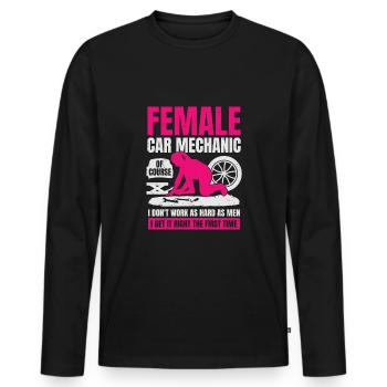 Mécanicien automobile féminin Cadeau de fille - T-shirt manches longues Premium bio Homme - noir - Devant - Nico (187cm)