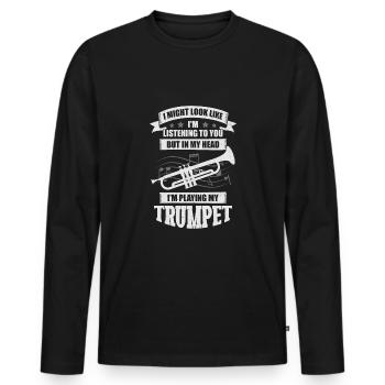 Drôle de trompettiste Musique trompettiste Cadeau - T-shirt manches longues Premium bio Homme - noir - Devant - Nico (187cm)