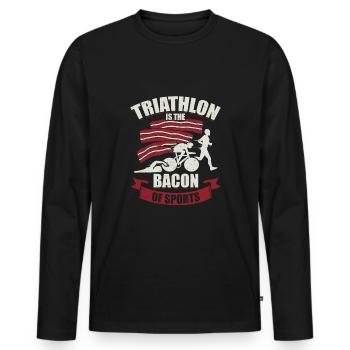 Le triathlon est le bacon du cadeau du triathlète sportif - T-shirt manches longues Premium bio Homme - noir - Devant - Nico (187cm)