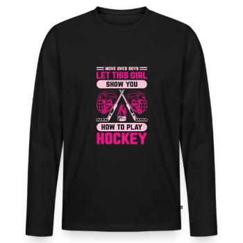 Lustiges Eishockey Mädchen Geschenk - Männer Premium Bio Langarmshirt - Schwarz - Vorne - Nico (187cm)