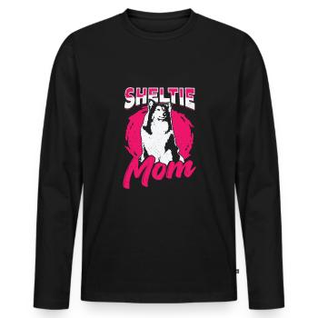 Sheltie Maman Chien Shetland Chien de berger Amoureux Cadeau - T-shirt manches longues Premium bio Homme - noir - Devant - Nico (187cm)