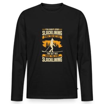 Slacklining Old Man Slackline Slackliner Gift - Men's Premium Organic Long Sleeve Shirt - black - Front - Nico (187cm)