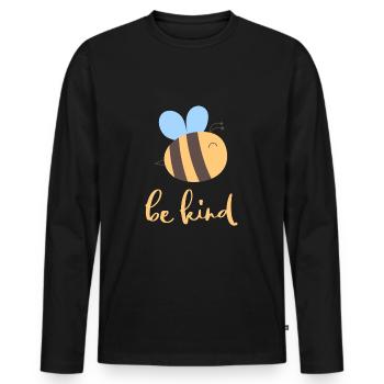 Be Kind Biene - Männer Premium Bio Langarmshirt - Schwarz - Vorne - Nico (187cm)