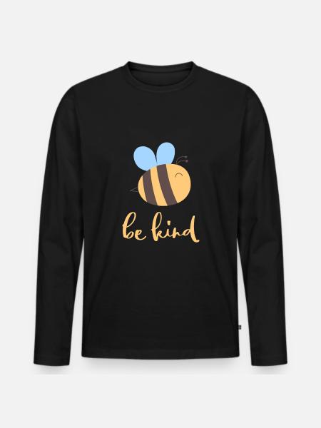 Be Kind Biene - Männer Premium Bio Langarmshirt - Schwarz
