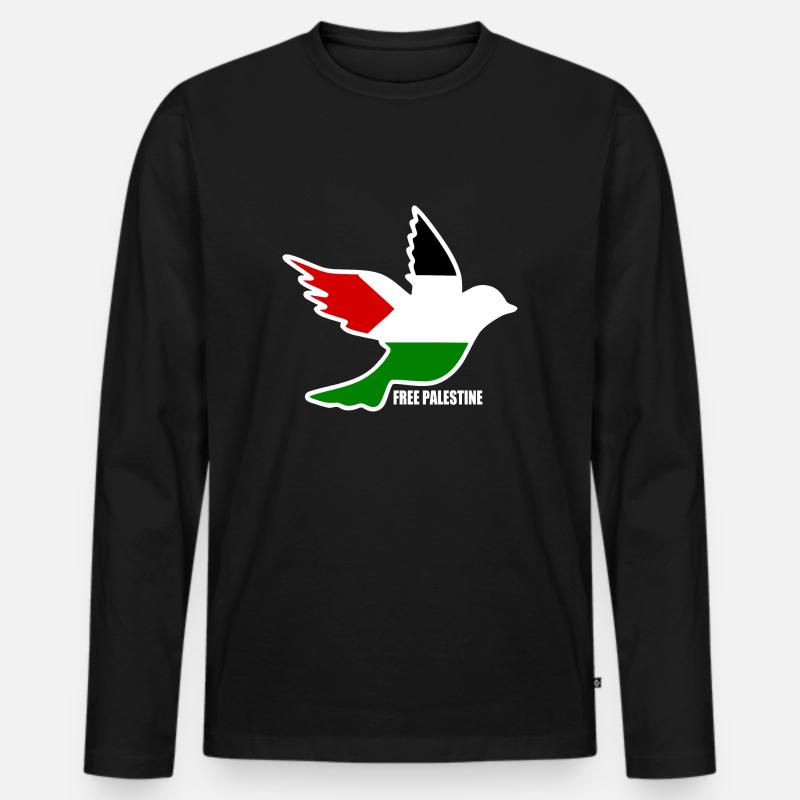 Free palestine - Männer Premium Bio Langarmshirt - Schwarz