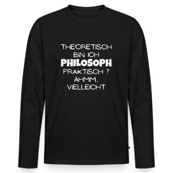 Theoretisch Philosoph - Männer Premium Bio Langarmshirt - Schwarz - Vorne - Nico (187cm)