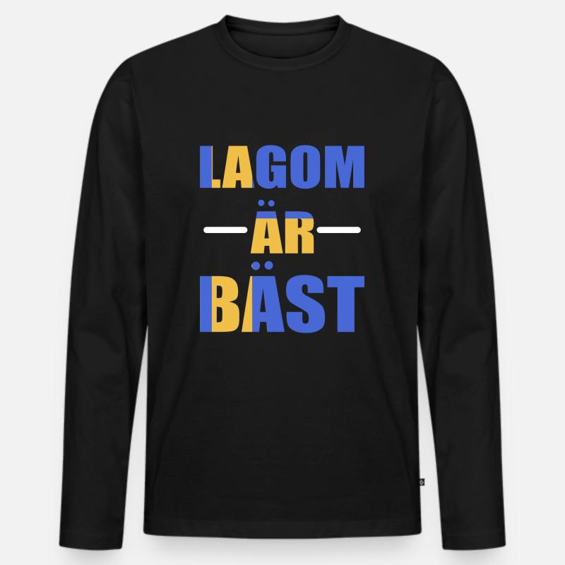 Schweden Schwedisch Lagom - Männer Premium Bio Langarmshirt - Schwarz