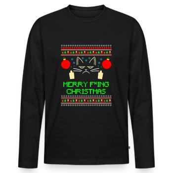 Merry Fucking Christmas Ugly Xmas - T-shirt manches longues Premium bio Homme - noir - Devant - Nico (187cm)