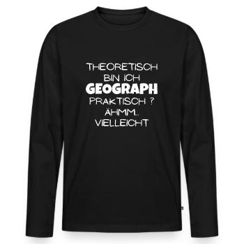 Theoretisch Geograph - Männer Premium Bio Langarmshirt - Schwarz - Vorne - Nico (187cm)