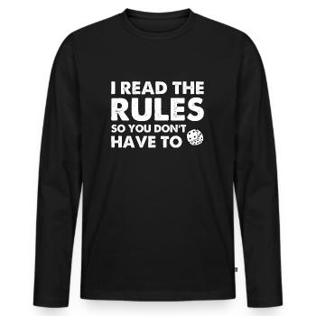 J’ai lu les règles pour que vous n’ayez pas à le faire - T-shirt manches longues Premium bio Homme - noir - Devant - Nico (187cm)