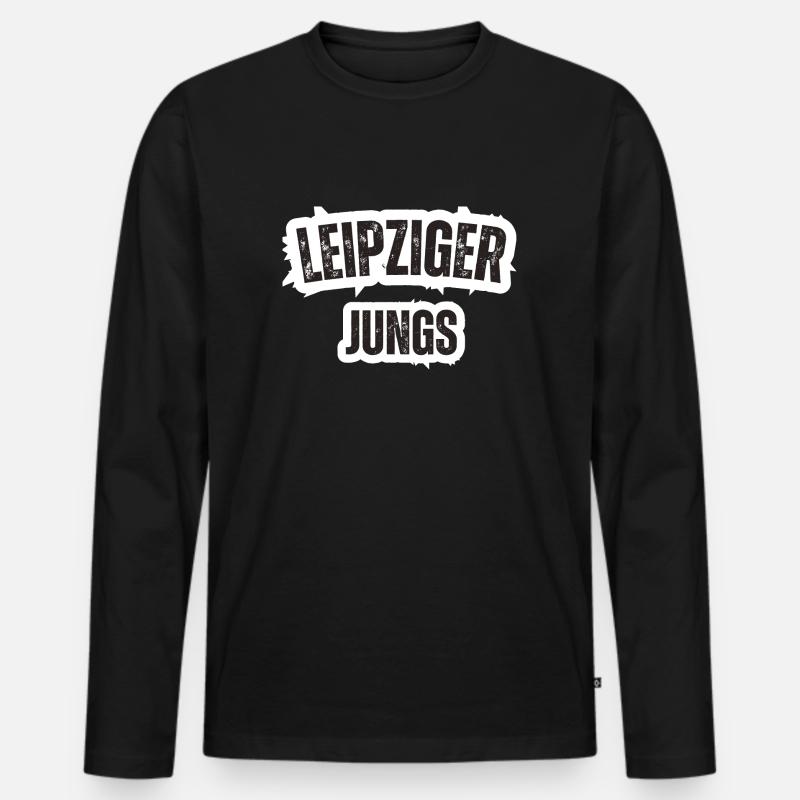 Leipziger Jungs - Männer Premium Bio Langarmshirt - Schwarz