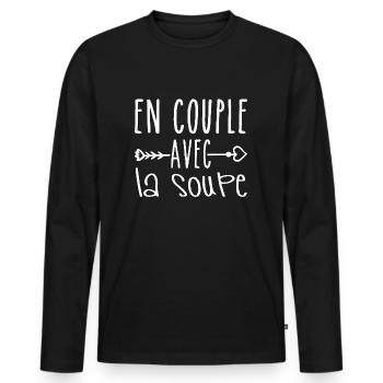 Paare mit Suppe, Suppe Fans Geschenk - Männer Premium Bio Langarmshirt - Schwarz - Vorne - Nico (187cm)