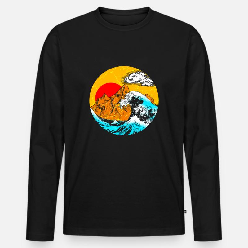 Japanische Kunst - Männer Premium Bio Langarmshirt - Schwarz