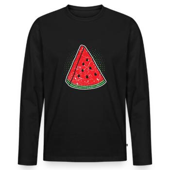 Watermelon - Men's Premium Organic Long Sleeve Shirt - black - Front - Nico (187cm)