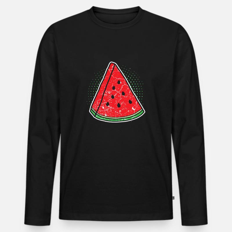 Wassermelone - Männer Premium Bio Langarmshirt - Schwarz
