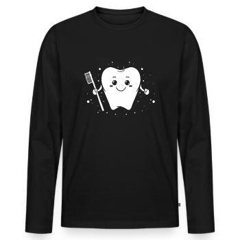 Sweet dent - brosse dentiste brosse - T-shirt manches longues Premium bio Homme - noir - Devant - Nico (187cm)