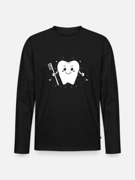 Sweet tooth - brush toothbrush dentist - Men's Premium Organic Long Sleeve Shirt - black