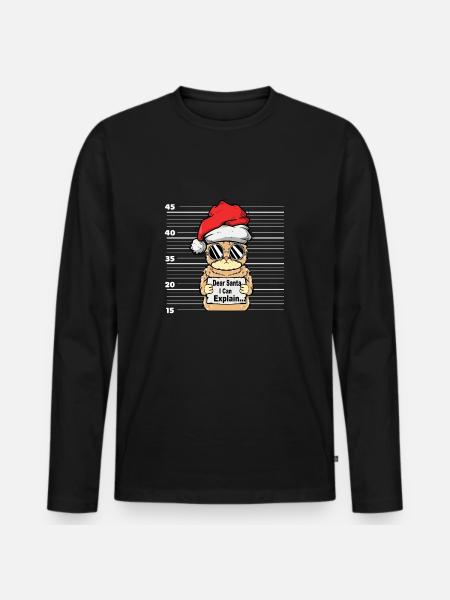 Chat, Noël - T-shirt manches longues Premium bio Homme - noir