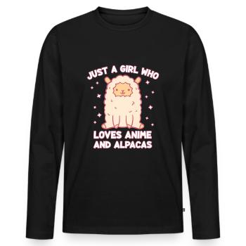 Juste une fille qui aime les animes et les moutons - T-shirt manches longues Premium bio Homme - noir - Devant - Nico (187cm)
