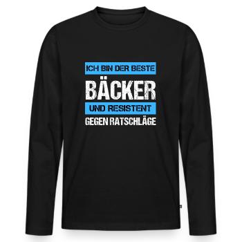 Boulanger résistant - T-shirt manches longues Premium bio Homme - noir - Devant - Nico (187cm)