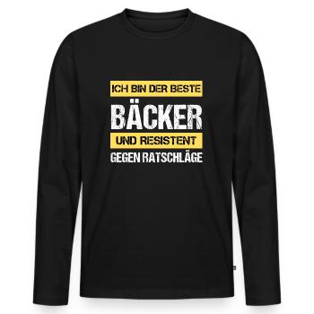 Boulanger résistant - T-shirt manches longues Premium bio Homme - noir - Devant - Nico (187cm)