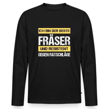 Resistenter Fräser - Männer Premium Bio Langarmshirt - Schwarz - Vorne - Nico (187cm)