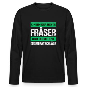 Resistenter Fräser - Männer Premium Bio Langarmshirt - Schwarz - Vorne - Nico (187cm)