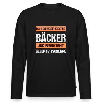 Boulanger résistant - T-shirt manches longues Premium bio Homme - noir - Devant - Nico (187cm)