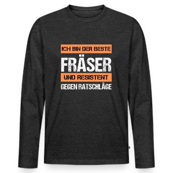 Resistant milling cutter - Men's Premium Organic Long Sleeve Shirt - heather anthracite - Front - Nico (187cm)