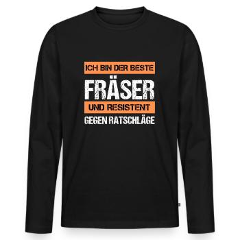 Resistenter Fräser - Männer Premium Bio Langarmshirt - Schwarz - Vorne - Nico (187cm)