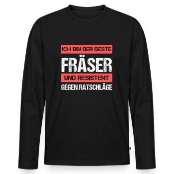 Resistenter Fräser - Männer Premium Bio Langarmshirt - Schwarz - Vorne - Nico (187cm)