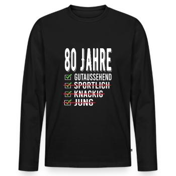 80. Geburtstag 80 Jahre - Männer Premium Bio Langarmshirt - Schwarz - Vorne - Nico (187cm)
