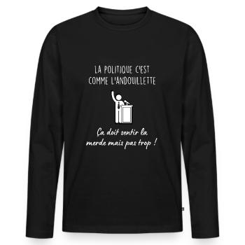 La politique 1 - T-shirt manches longues Premium bio Homme - noir - Devant - Nico (187cm)