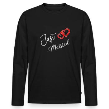 Juste marié - T-shirt manches longues Premium bio Homme - noir - Devant - Nico (187cm)