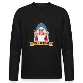 Stay Positive - Men's Premium Organic Long Sleeve Shirt - black - Front - Nico (187cm)