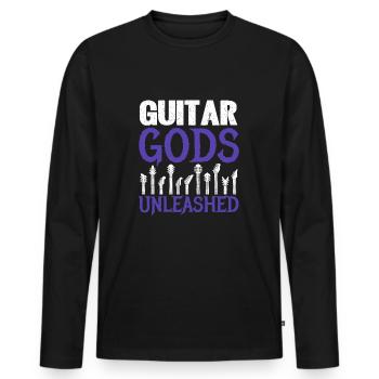 Guitar Gods Unleashed - Guitar Design - Men's Premium Organic Long Sleeve Shirt - black - Front - Nico (187cm)